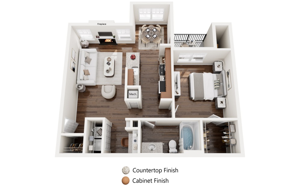 Lilac-Renovated - 1 bedroom floorplan layout with 1 bathroom and 786 square feet (Standard Layout)