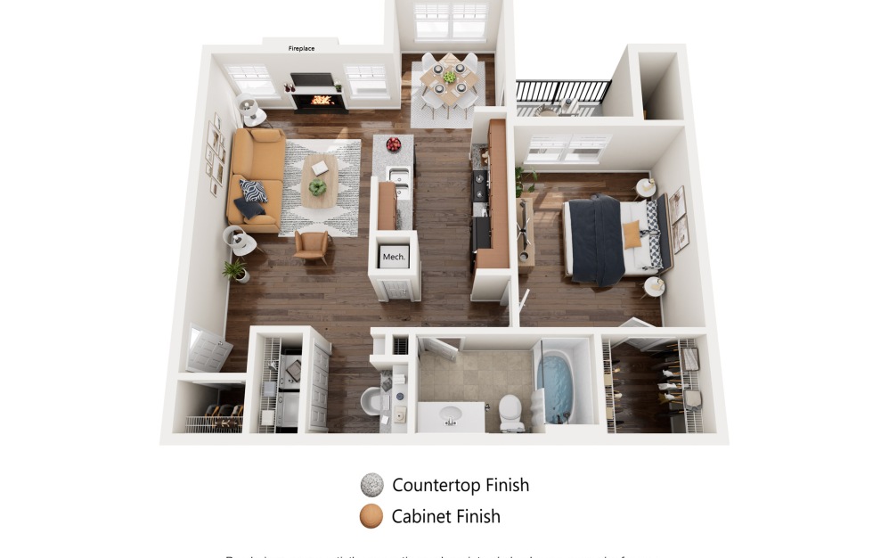 Lilac-Income-Restricted - 1 bedroom floorplan layout with 1 bathroom and 786 square feet (Alternate Layout)