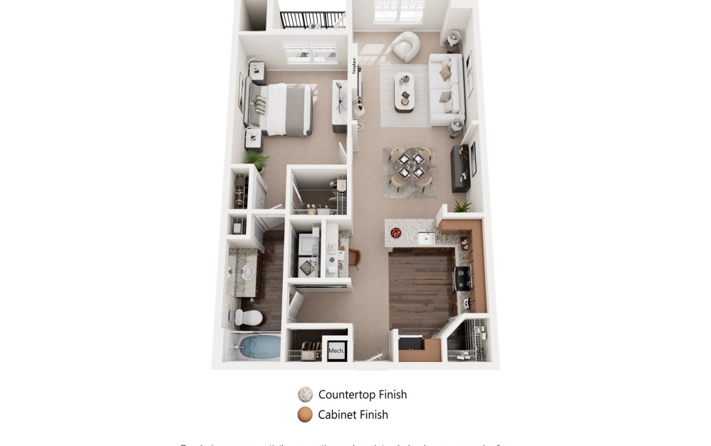 Mayflower-Renovated - 1 bedroom floorplan layout with 1 bathroom and 880 square feet (Alternate Layout)
