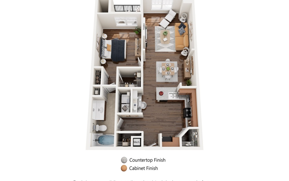 Mayflower-Income-Restricted - 1 bedroom floorplan layout with 1 bathroom and 880 square feet (Alternate Layout)